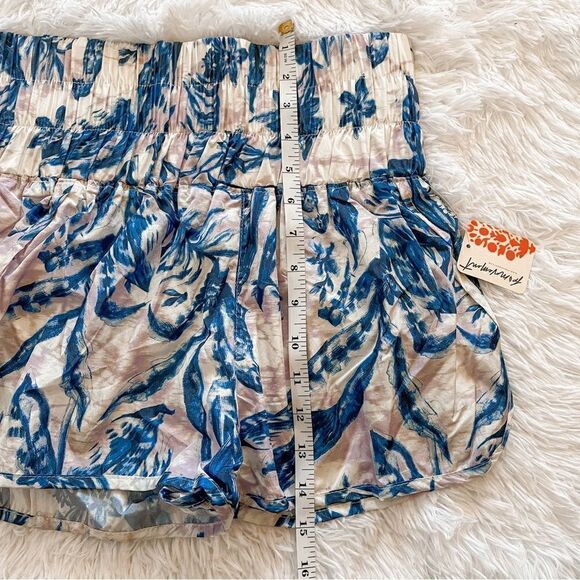 Free People White and Blue Tropical Floral the Way Home Running Short SZ S BNWT - Picture 7 of 13